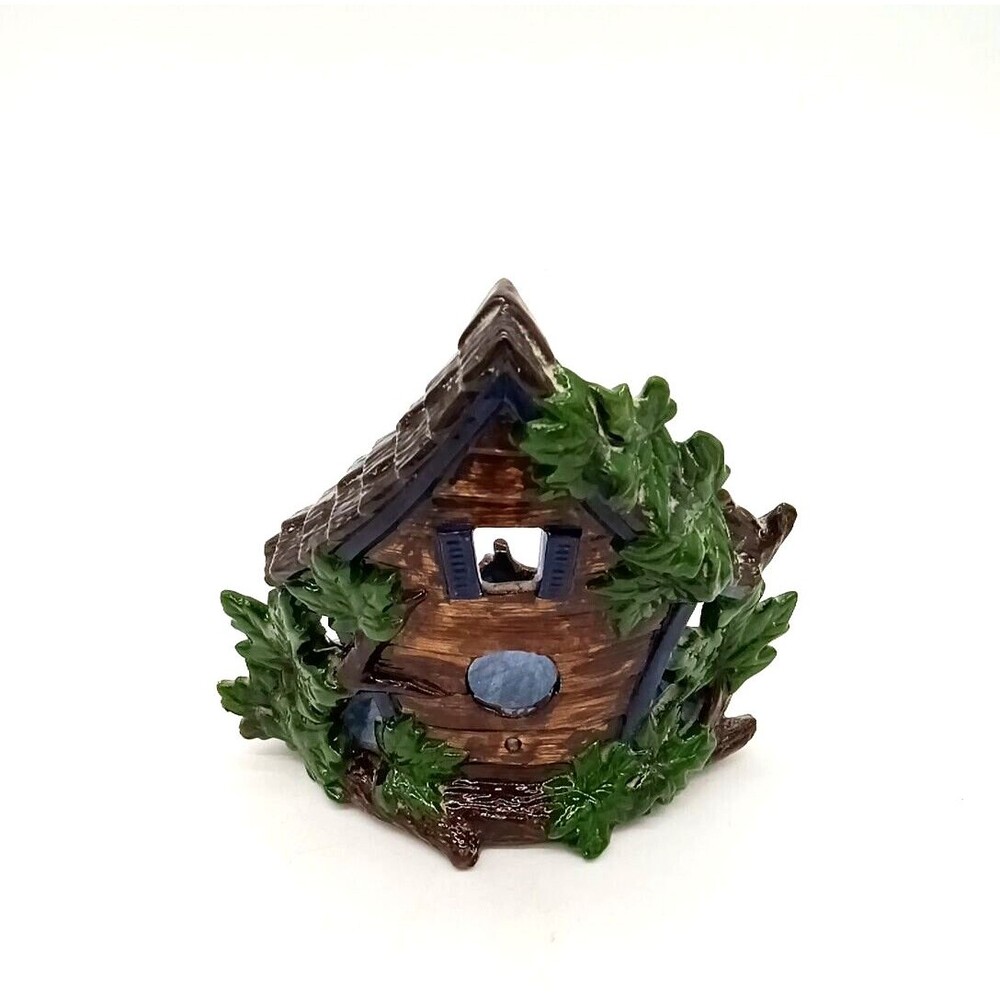 Vintage Scioto 1999 Ceramic Hand Painted Birdhouse Shaped Candle Votive Holder